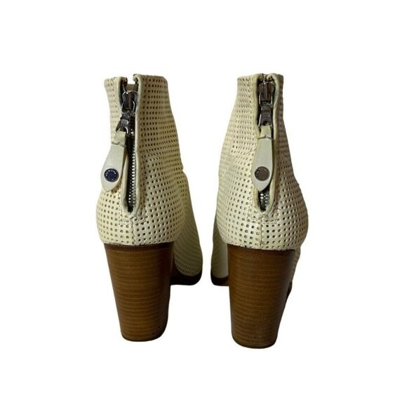 Rag & Bone Womens Perforated Leather Ankle Boots Sz 39.5 White Block Heel - Picture 4 of 8